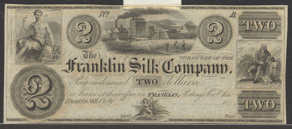 Franklin, Ohio The Franklin Silk Company, $2 Remainder, vChAU
